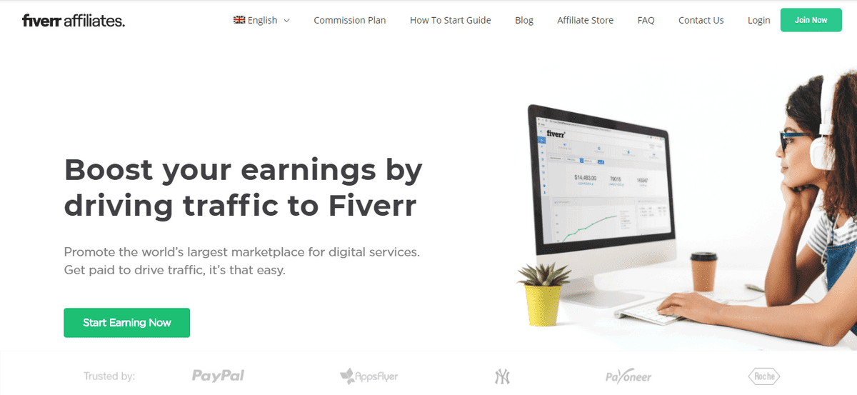 Fiverr affiliates homepage
