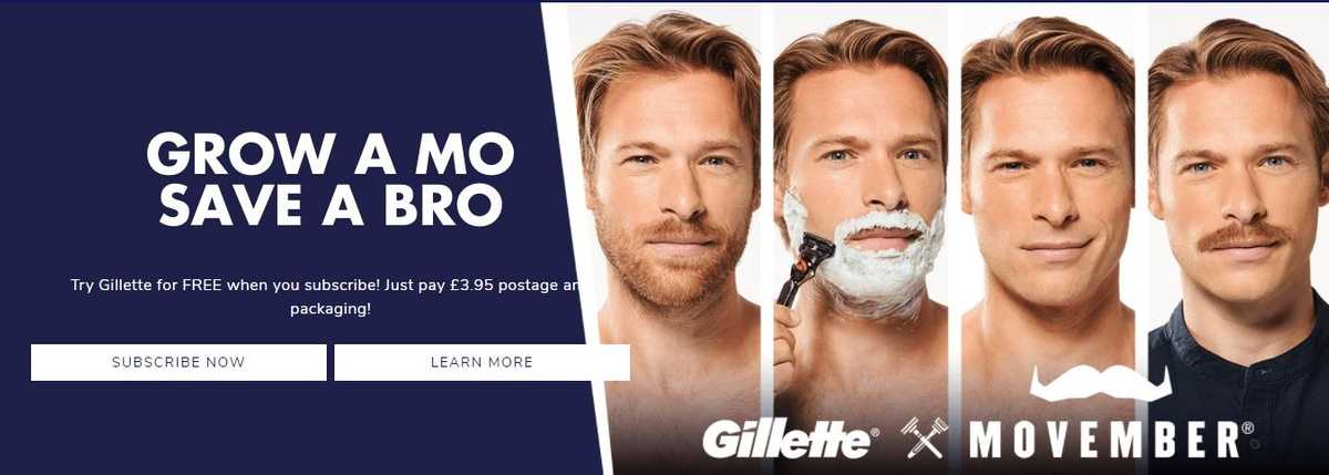 Gillette and Movember charity partnerships example