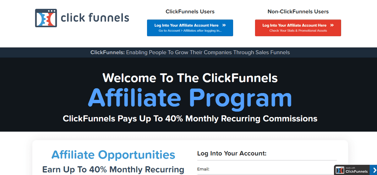 ClickFunnels affiliate program homepage