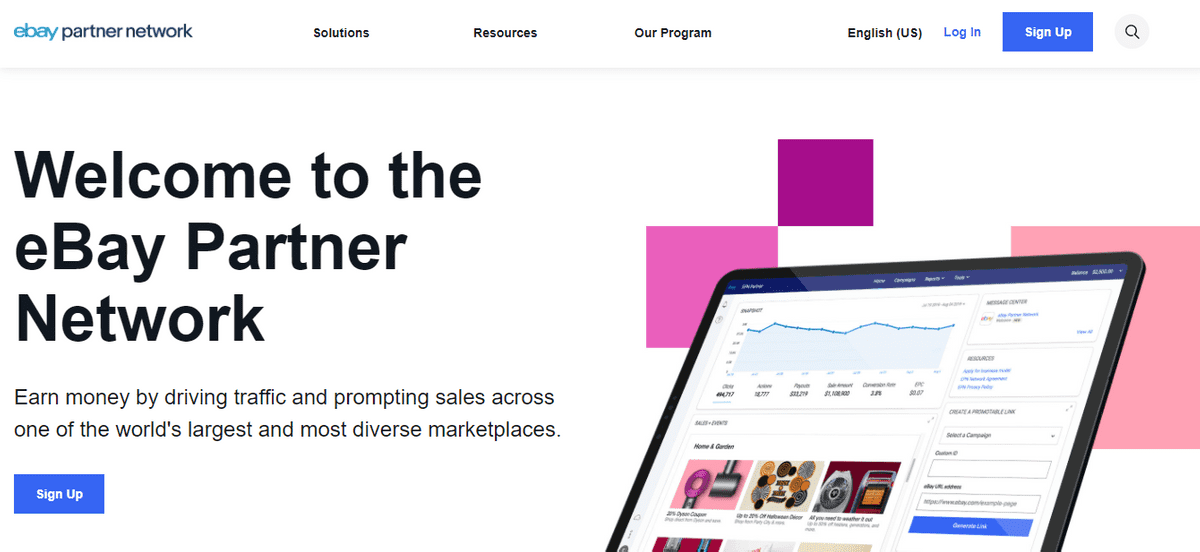 eBay Partner Network homepage