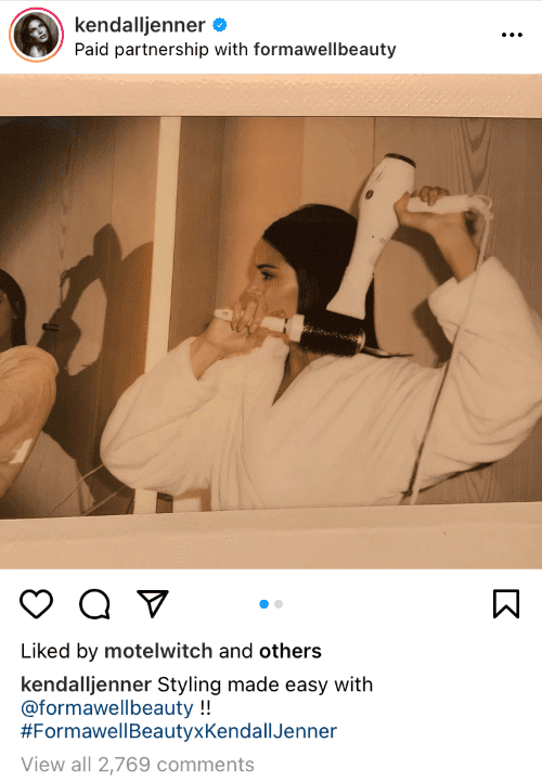 Kendall Jenner paid partnership on Instagram