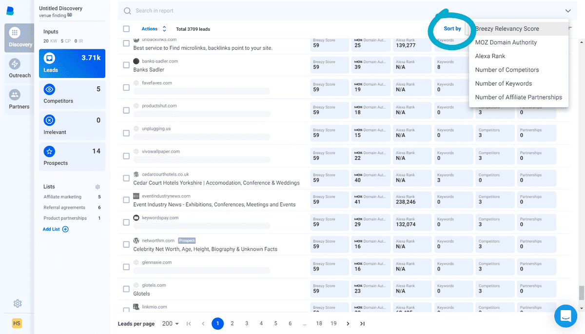 How to sort Leads