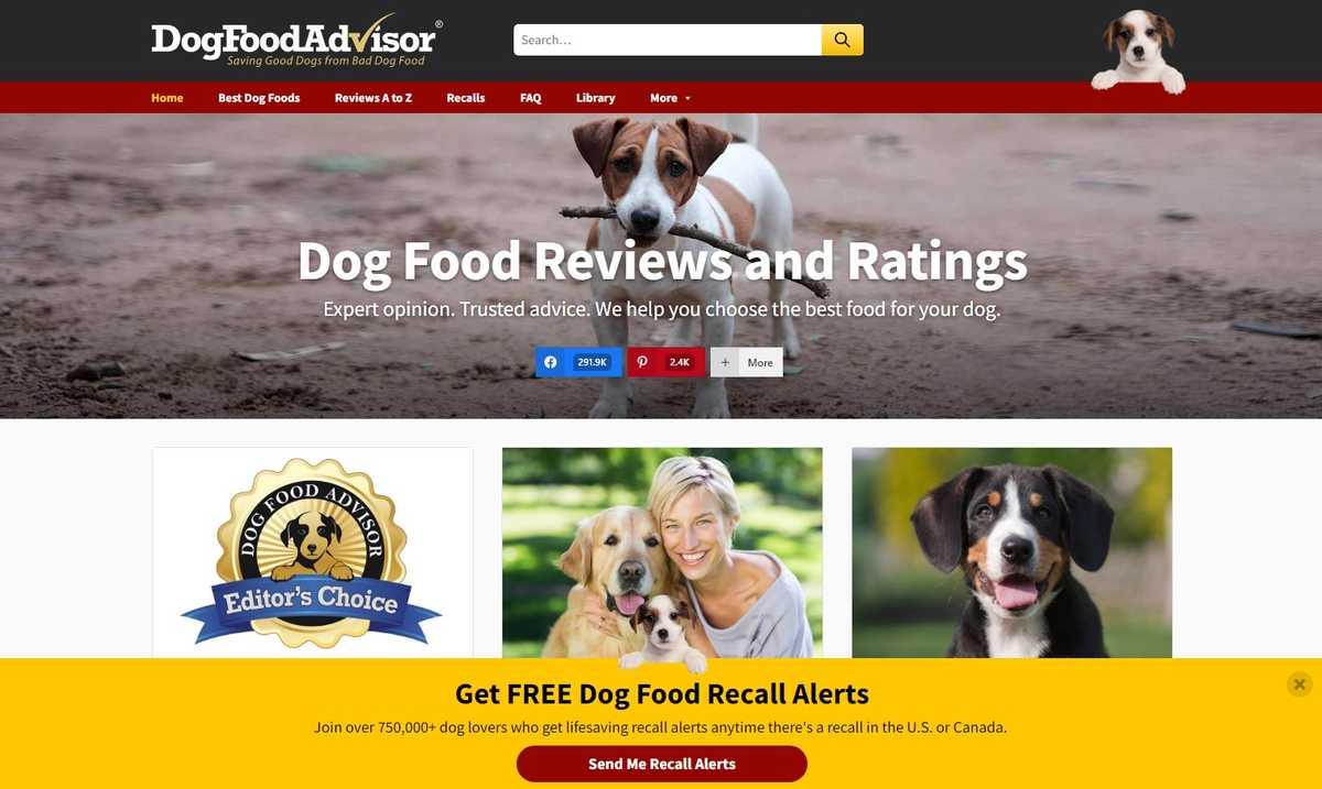 Dog Food Advisor affiliate website example