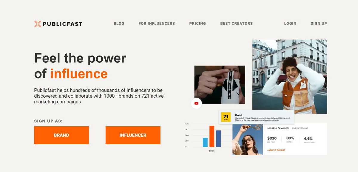 Publicfast influencer marketing platform