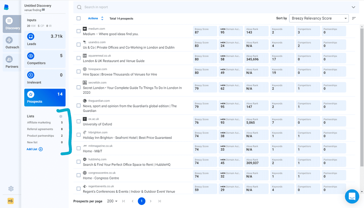 Where to find your lists