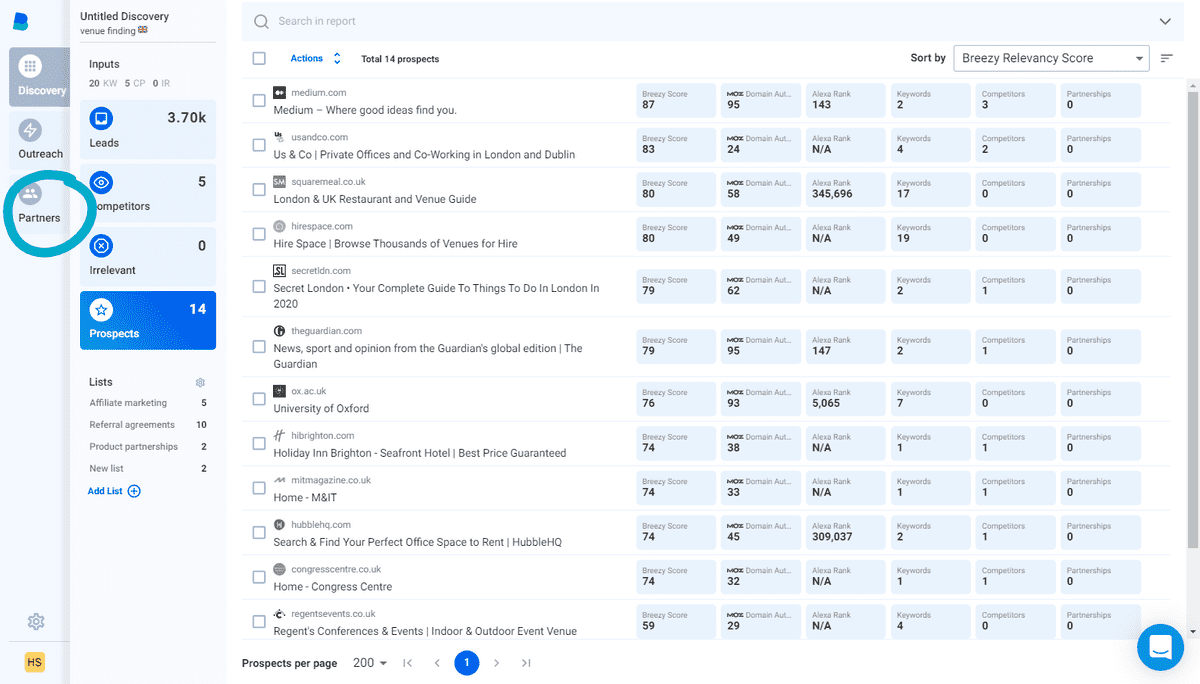 How to add Prospects to your Partners folder