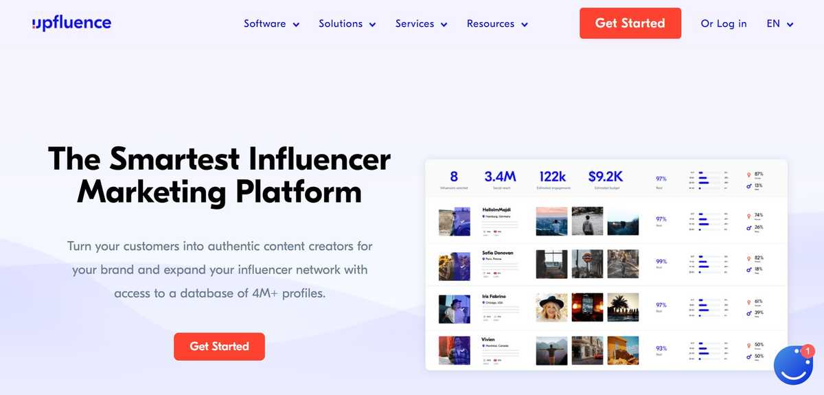 Upfluence influencer marketing platform